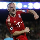 Bayern Munich's Franck Ribery celebrates after a goal was scored against Barcelona during their Champions League semi-final second leg socce