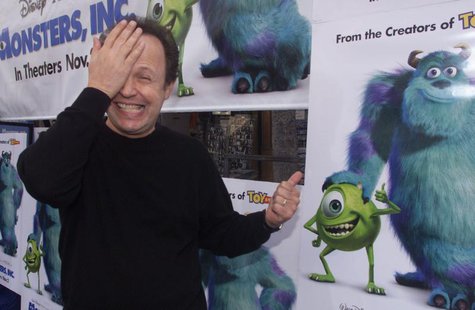 Actor Billy Crystal, voice talent of character Mike Wazowski in the new computer animated film "Monsters,Inc." mimics his characters appeara Actor Billy Crystal, voice talent of character Mike Wazowski in the new computer animated film "Monsters,Inc." mimics his characters appeara