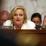 U.S. Sen. Claire McCaskill (D-Mo) speaks about pending legislation regarding sexual assaults in the military at a Senate Armed Services Comm