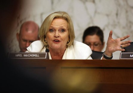 U.S. Sen. Claire McCaskill (D-Mo) speaks about pending legislation regarding sexual assaults in the military at a Senate Armed Services Comm U.S. Sen. Claire McCaskill (D-Mo) speaks about pending legislation regarding sexual assaults in the military at a Senate Armed Services Comm
