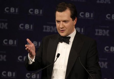 Britain's Chancellor of the Exchequer George Osborne speaks at the Confederation of British Industry (CBI) annual dinner in London May 15, 2 Britain's Chancellor of the Exchequer George Osborne speaks at the Confederation of British Industry (CBI) annual dinner in London May 15, 2