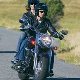 motorcycle riders with helmets