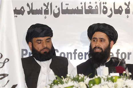 Muhammad Naeem (R), a spokesman for the Office of the Taliban of Afghanistan speaks during the opening of the Taliban Afghanistan Political Muhammad Naeem (R), a spokesman for the Office of the Taliban of Afghanistan speaks during the opening of the Taliban Afghanistan Political