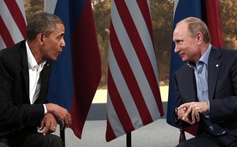 U.S. President Barack Obama (L) meets with Russian President Vladimir Putin during the G8 Summit at Lough Erne in Enniskillen, Northern Irel U.S. President Barack Obama (L) meets with Russian President Vladimir Putin during the G8 Summit at Lough Erne in Enniskillen, Northern Irel