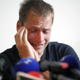 Former 50 km race walk 2008 Olympic gold medalist Alex Schwazer of Italy reacts as he holds a news conference in Bolzano August 8, 2012. REU Former 50 km race walk 2008 Olympic gold medalist Alex Schwazer of Italy reacts as he holds a news conference in Bolzano August 8, 2012. REU
