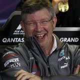 Mercedes Formula One team principal Ross Brawn laughs during a new conference following the second practice session of the Australian F1 Gra Mercedes Formula One team principal Ross Brawn laughs during a new conference following the second practice session of the Australian F1 Gra