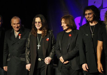 Original members of the rock band Black Sabbath, Bill Ward (L), Ozzy Osborne (2nd L), Geezer Butler and Tony Lommi (R), announce their reuni Original members of the rock band Black Sabbath, Bill Ward (L), Ozzy Osborne (2nd L), Geezer Butler and Tony Lommi (R), announce their reuni