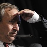 Former White House economic advisor Larry Summers looks into the audience at the Bretton Woods Committee International Council in Washington