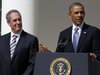 U.S. President Barack Obama announces Michael Froman (L) as his nominee for U.S. Trade Representative while in the Rose Garden at the White 