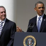 U.S. President Barack Obama announces Michael Froman (L) as his nominee for U.S. Trade Representative while in the Rose Garden at the White 