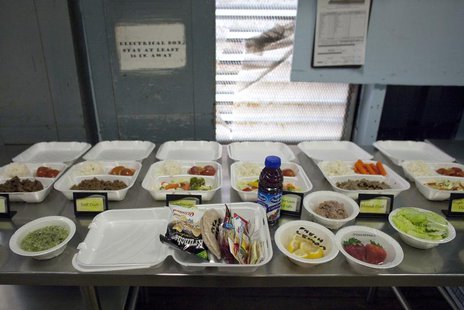 A selection of lunch meals offered to detainees are displayed in a food preparation area at the U.S. Naval Base at Guantanamo Bay, March 7, A selection of lunch meals offered to detainees are displayed in a food preparation area at the U.S. Naval Base at Guantanamo Bay, March 7,