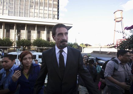 John Mcafee, anti-virus software guru, arrives for a news conference outside of the Supreme Court of Justice in Guatemala City, December 4, John Mcafee, anti-virus software guru, arrives for a news conference outside of the Supreme Court of Justice in Guatemala City, December 4,