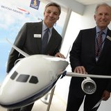 Boeing company's chairman and CEO, Jim McNerney (R) and Ray Conner, President and CEO of Boeing commercial airplanes, pose with a 787-10 mod Boeing company's chairman and CEO, Jim McNerney (R) and Ray Conner, President and CEO of Boeing commercial airplanes, pose with a 787-10 mod