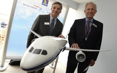 Boeing company's chairman and CEO, Jim McNerney (R) and Ray Conner, President and CEO of Boeing commercial airplanes, pose with a 787-10 mod Boeing company's chairman and CEO, Jim McNerney (R) and Ray Conner, President and CEO of Boeing commercial airplanes, pose with a 787-10 mod