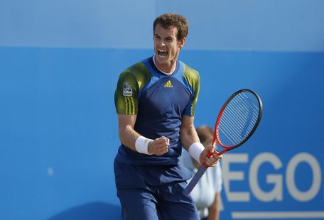 Britain's Andy Murray reacts after defeating Croatia's Marin Cilic during their men's singles final tennis match at the Queen's Club Champio Britain's Andy Murray reacts after defeating Croatia's Marin Cilic during their men's singles final tennis match at the Queen's Club Champio