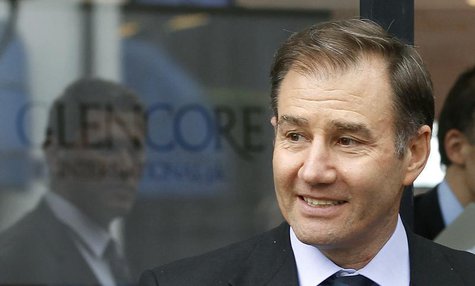Glencore CEO Ivan Glasenberg smiles as he leaves after the company's annual shareholder meeting in the Swiss town of Zug May 9, 2012. REUTER Glencore CEO Ivan Glasenberg smiles as he leaves after the company's annual shareholder meeting in the Swiss town of Zug May 9, 2012. REUTER