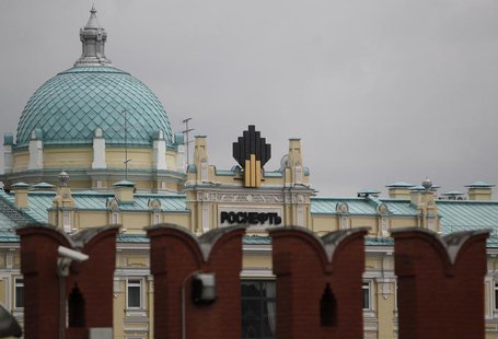 The logo of Russia's top crude producer Rosneft is seen at the company's headquarters, behind the Kremlin wall, in central Moscow May 27, 20 The logo of Russia's top crude producer Rosneft is seen at the company's headquarters, behind the Kremlin wall, in central Moscow May 27, 20