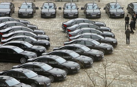 New Audi A8's are parked in front of the Audi headquarter before the company's annual news conference in Ingolstadt March 12, 2013. REUTERS/ New Audi A8's are parked in front of the Audi headquarter before the company's annual news conference in Ingolstadt March 12, 2013. REUTERS/