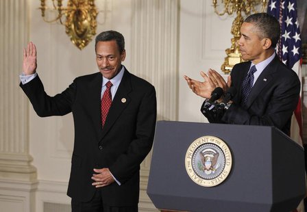 U.S. President Barack Obama announces Democratic Representative Mel Watt (L) as his nominee for director of the Federal Housing Finance Agen U.S. President Barack Obama announces Democratic Representative Mel Watt (L) as his nominee for director of the Federal Housing Finance Agen