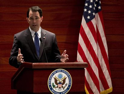 Wisconsin Governor Scott Walker speaks after witnessing a signing memorandum of understanding of the commercial deals between U.S. and China Wisconsin Governor Scott Walker speaks after witnessing a signing memorandum of understanding of the commercial deals between U.S. and China