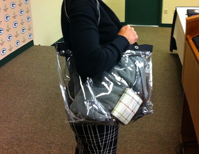 Example of 12"x6"x12" transparent bag allowed at Lambeau on game day Example of 12"x6"x12" transparent bag allowed at Lambeau on game day