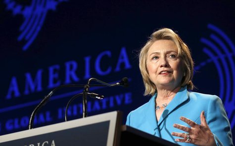 Former U.S. Secretary of State Hillary Clinton speaks at the Clinton Global Initiative America meeting in Chicago, Illinois, June 13, 2013. Former U.S. Secretary of State Hillary Clinton speaks at the Clinton Global Initiative America meeting in Chicago, Illinois, June 13, 2013.