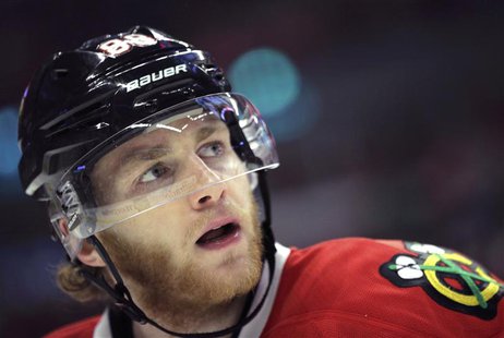 Chicago Blackhawks' Patrick Kane prepares for a face-off against the Boston Bruins during the second period in Game 5 of their NHL Stanley C Chicago Blackhawks' Patrick Kane prepares for a face-off against the Boston Bruins during the second period in Game 5 of their NHL Stanley C