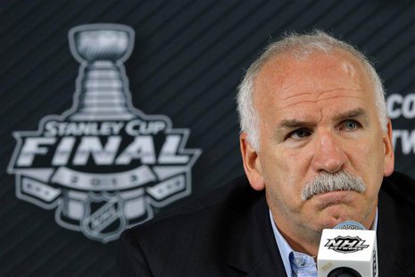 Chicago Blackhawks head coach Joel Quenneville listens to a question from a reporter during a news conference in Boston, Massachusetts, June Chicago Blackhawks head coach Joel Quenneville listens to a question from a reporter during a news conference in Boston, Massachusetts, June