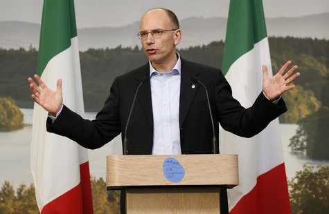 Italy's Prime Minister Enrico Letta addresses a news conference at the end of the G8 summit at the Lough Erne golf resort in Enniskillen, No Italy's Prime Minister Enrico Letta addresses a news conference at the end of the G8 summit at the Lough Erne golf resort in Enniskillen, No