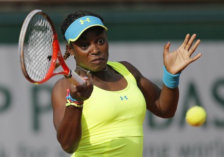 Sloane Stephens of the U.S. hits a return to Maria Sharapova of Russia during their women's singles match at the French Open tennis tourname Sloane Stephens of the U.S. hits a return to Maria Sharapova of Russia during their women's singles match at the French Open tennis tourname