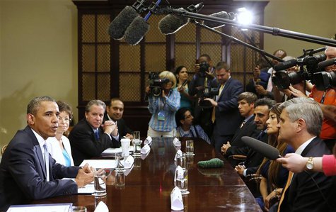 U.S. President Barack Obama meets business leaders to discuss the need for commonsense immigration reform while in the Roosevelt Room of the U.S. President Barack Obama meets business leaders to discuss the need for commonsense immigration reform while in the Roosevelt Room of the