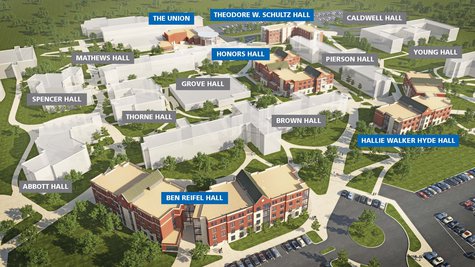 Artist's rendering of the new residence halls in Jackrabbit Grove. (SDSU.edu) Artist's rendering of the new residence halls in Jackrabbit Grove. (SDSU.edu)