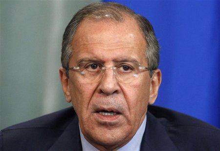 Russia's Foreign Minister Sergei Lavrov speaks during a news conference after a meeting with his Algerian counterpart Mourad Medelci in Mosc Russia's Foreign Minister Sergei Lavrov speaks during a news conference after a meeting with his Algerian counterpart Mourad Medelci in Mosc