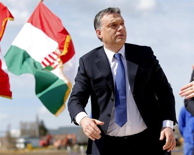 Hungarian Prime Minister Viktor Orban attends a foundation stone laying ceremony for a new division of the Knorr-Bremse factory in Kecskemet Hungarian Prime Minister Viktor Orban attends a foundation stone laying ceremony for a new division of the Knorr-Bremse factory in Kecskemet