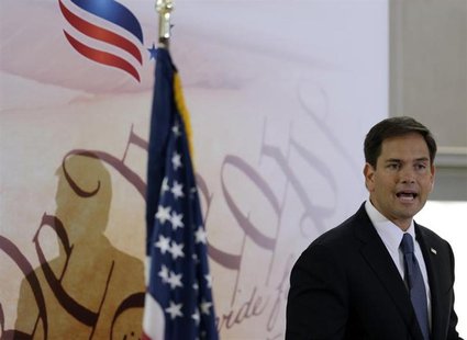 Senator Marco Rubio (R-FL) addresses the Faith & Freedom Coalition Road to Majority Conference Kickoff Luncheon in Washington June 13, 2013. Senator Marco Rubio (R-FL) addresses the Faith & Freedom Coalition Road to Majority Conference Kickoff Luncheon in Washington June 13, 2013.