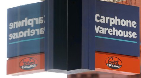 A sign is seen outside the Carphone Warehouse's store on Oxford Street in central London April 30, 2013. REUTERS/Andrew Winning A sign is seen outside the Carphone Warehouse's store on Oxford Street in central London April 30, 2013. REUTERS/Andrew Winning