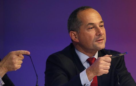 French bank Societe Generale Chairman and Chief Executive Officer Frederic Oudea attends the bank's 2012 annual results presentation in La D French bank Societe Generale Chairman and Chief Executive Officer Frederic Oudea attends the bank's 2012 annual results presentation in La D
