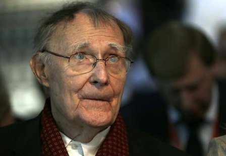 Swede Ingvar Kamprad, founder of furniture retail chain IKEA, listens an address at the Russian - Swiss Innovation day at the Swiss Federal Swede Ingvar Kamprad, founder of furniture retail chain IKEA, listens an address at the Russian - Swiss Innovation day at the Swiss Federal