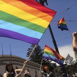 Same-sex marriage supporters take pictures in the Castro neighborhood in San Francisco, California after the U.S. Supreme Court ruled on Cal Same-sex marriage supporters take pictures in the Castro neighborhood in San Francisco, California after the U.S. Supreme Court ruled on Cal