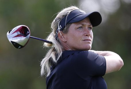 Suzann Pettersen of Norway tees off on the third hole during the first round of the Kraft Nabisco Championship LPGA golf tournament in Ranch Suzann Pettersen of Norway tees off on the third hole during the first round of the Kraft Nabisco Championship LPGA golf tournament in Ranch