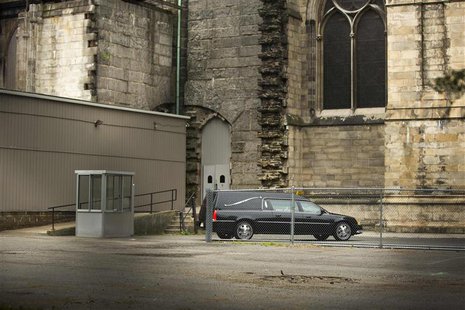 A hearse arrives outside the Cathedral Church of Saint John the Divine for the funeral services of James Gandolfini, in New York June 27, 20 A hearse arrives outside the Cathedral Church of Saint John the Divine for the funeral services of James Gandolfini, in New York June 27, 20