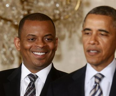 U.S. President Barack Obama names Mayor Anthony Foxx (L) of Charlotte, North Carolina as his nominee to replace Ray LaHood as U.S. Transport U.S. President Barack Obama names Mayor Anthony Foxx (L) of Charlotte, North Carolina as his nominee to replace Ray LaHood as U.S. Transport