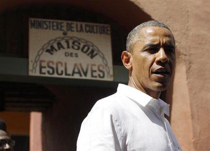 U.S. President Barack Obama is pictured at Maison Des Ecslaves, the gathering point where slaves were shipped west in the 1700s and 1800s, a U.S. President Barack Obama is pictured at Maison Des Ecslaves, the gathering point where slaves were shipped west in the 1700s and 1800s, a