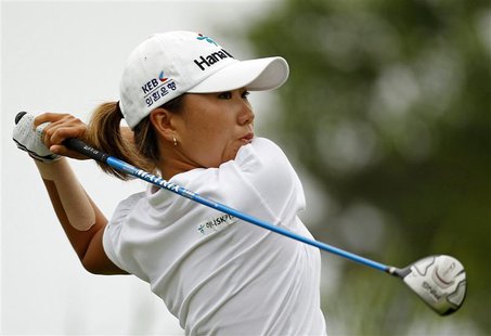 Kim In-kyung of South Korea tees off on the 16th hole during the second round of the 2013 U.S. Women's Open golf championship at the Sebonac Kim In-kyung of South Korea tees off on the 16th hole during the second round of the 2013 U.S. Women's Open golf championship at the Sebonac