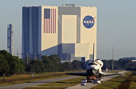 The space shuttle Atlantis leaves the Kennedy Space Center in Cape Canaveral, Florida November 2, 2012. REUTERS/Joe Skipper The space shuttle Atlantis leaves the Kennedy Space Center in Cape Canaveral, Florida November 2, 2012. REUTERS/Joe Skipper