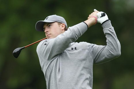 Jordan Spieth of the U.S. watches his second shot on the ninth hole during the first round of the Wells Fargo Championship PGA golf tourname Jordan Spieth of the U.S. watches his second shot on the ninth hole during the first round of the Wells Fargo Championship PGA golf tourname