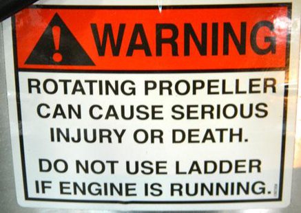 Boat propeller warning label Boat propeller warning label