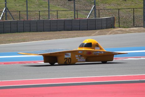 The Sunseeker makes its way around the 3.2 mile long Circuit of the Americas raceway in Austin, Texas on the opening day of racing. The Sunseeker makes its way around the 3.2 mile long Circuit of the Americas raceway in Austin, Texas on the opening day of racing.