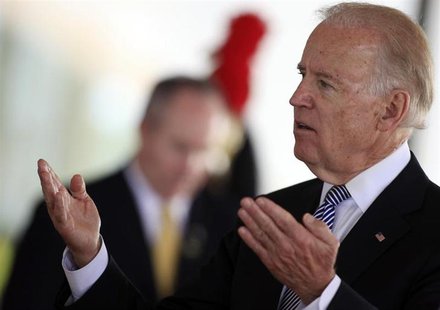 U.S. Vice President Joe Biden speaks after a meeting with Brazil's President Dilma Rousseff at the Planalto Palace in Brasilia May 31, 2013. U.S. Vice President Joe Biden speaks after a meeting with Brazil's President Dilma Rousseff at the Planalto Palace in Brasilia May 31, 2013.