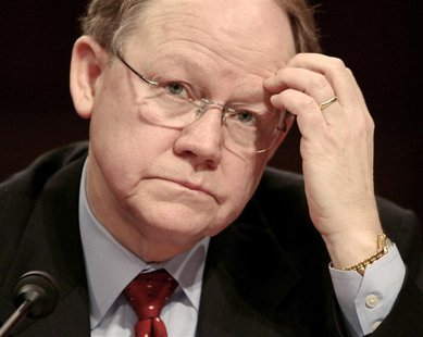 Former U.S. National Intelligence Director John Mike McConnell listens to a question at a Senate Armed Services Committee hearing on current Former U.S. National Intelligence Director John Mike McConnell listens to a question at a Senate Armed Services Committee hearing on current